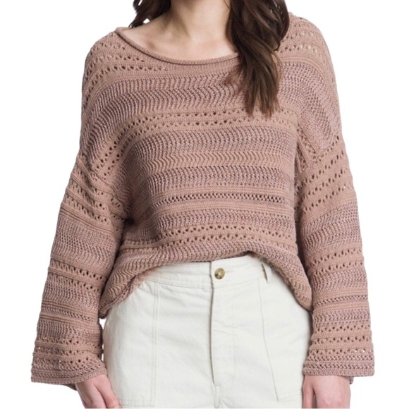 Frye Knit Sweater Flare Sleeve Mauve Size Small - Picture 1 of 7